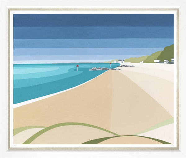 Art in White Frame Linen "Beach Scene" 71x81cm