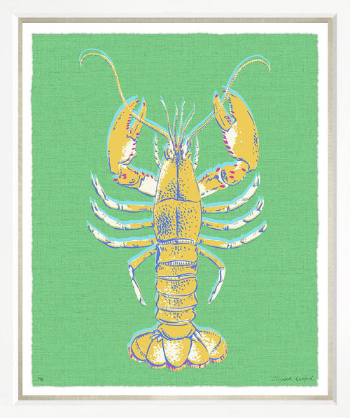 Art in White Frame Linen "Aruba Lobster" 51x62cm