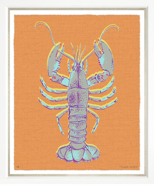 Art in White Frame Linen "Aruba Lobster" 51x62cm