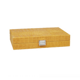 Luxury Handmade Backgammon Set - Medium- Alligator Mustard Yellow  36x26cm