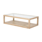 Coffee Table Glass Wood 160x80x45cm