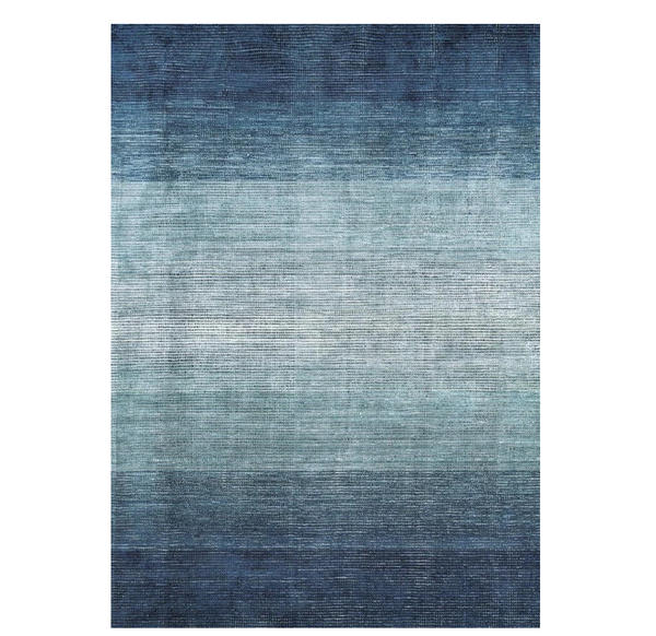 Rug Ivette Ombre Niagara Blue Hand Knotted Viscose & Polyester - 200x300 cm