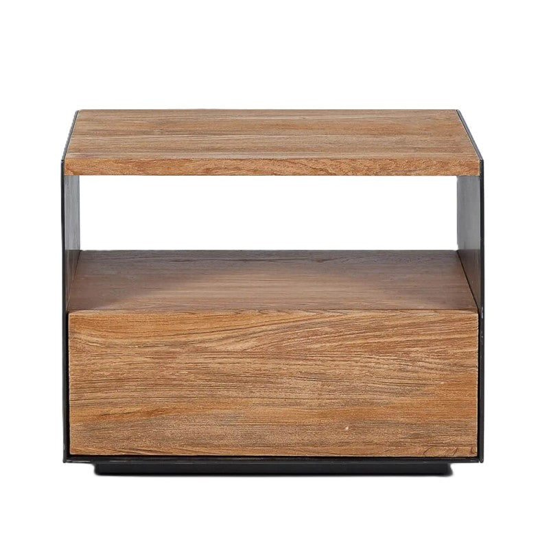 Bedside Table Geox Teak Wood and Iron 50x37x40cm