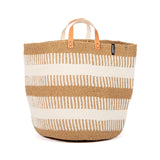 Pamba Market Basket White Rib Weave with Handle - Large