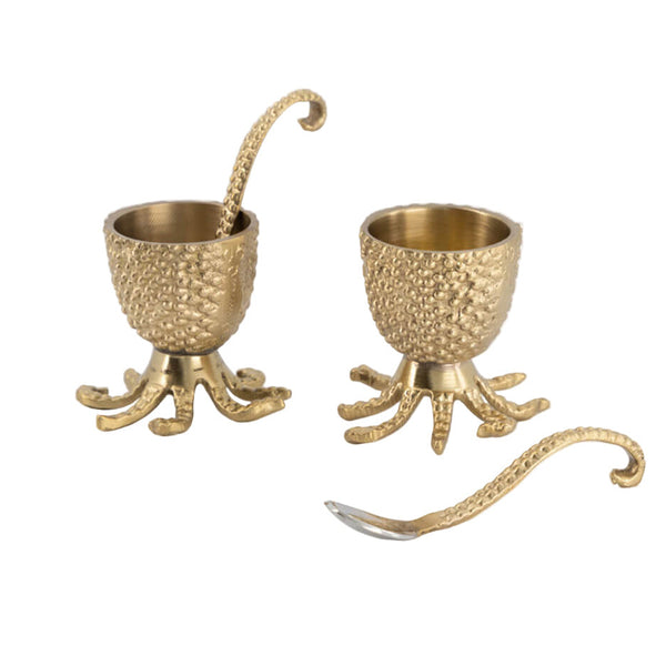 Egg Cup with Spoon Octopus Gold - Set of 2