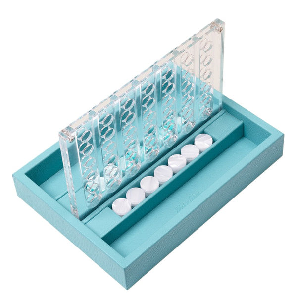 Luxury Handmade Connect 4 - Buffalo Leather Bluebettle 30x22cm