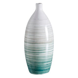 Vase Bottle Green Stripes Medium