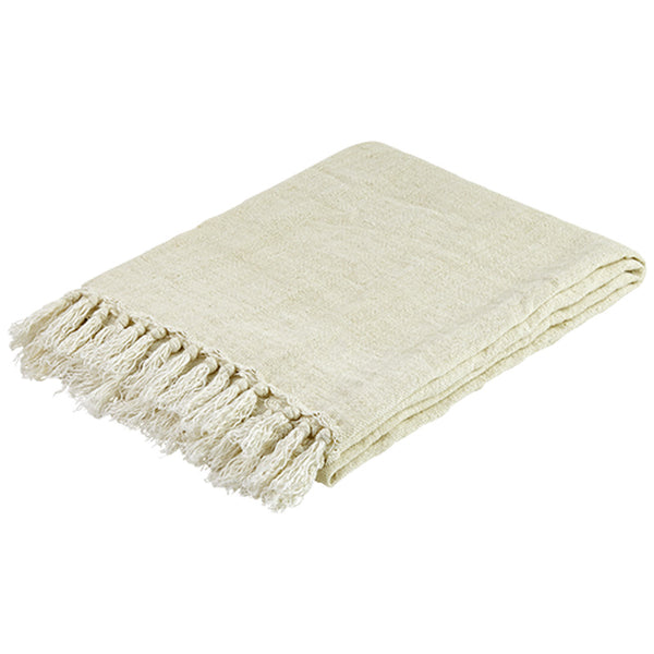 Throw Linen Off-White w/ Fringes 130x175cm