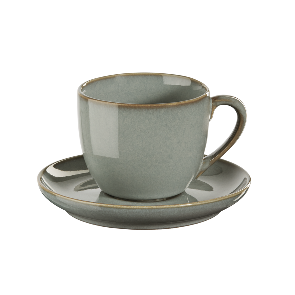 Espresso Cup and Saucer Saison Eucalyptus Green Ceramic - Set of 2