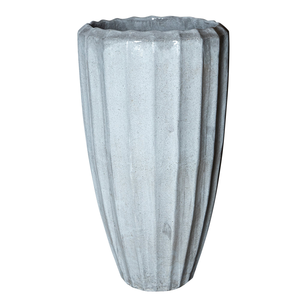 Planter Olver Ribbed Grey Ceramic d56x100 cm