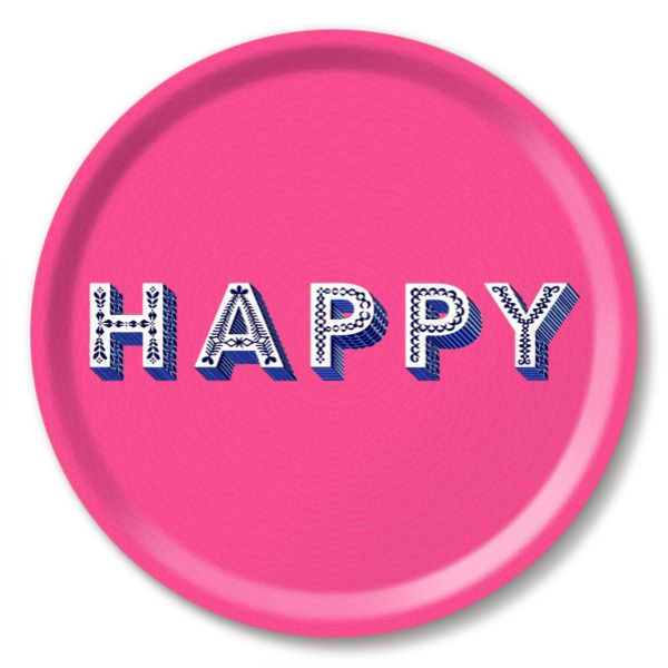 Tray Pink Happy Round 31cm