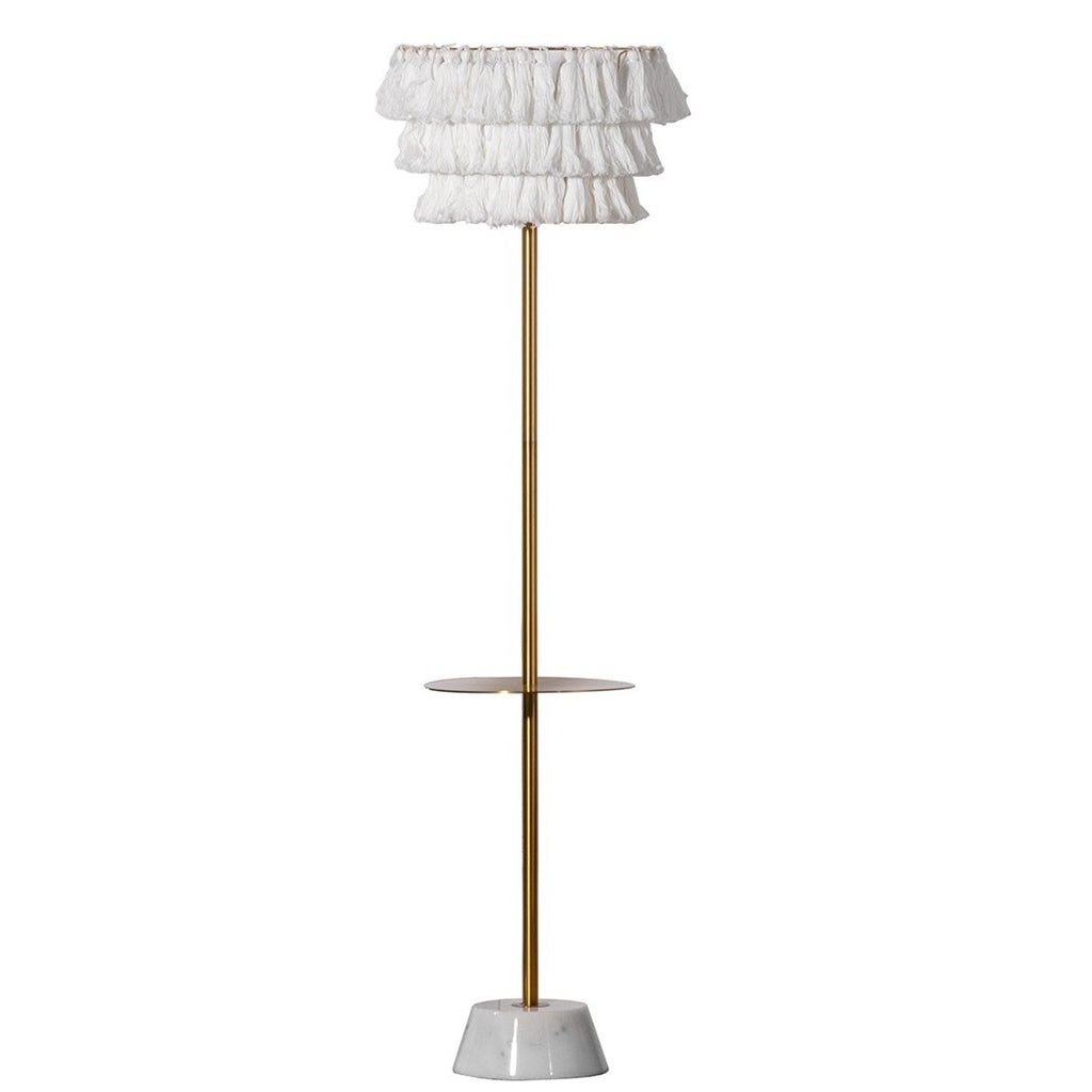Lamp Helsingborg Gold Table White Fringe 40x40x160cm