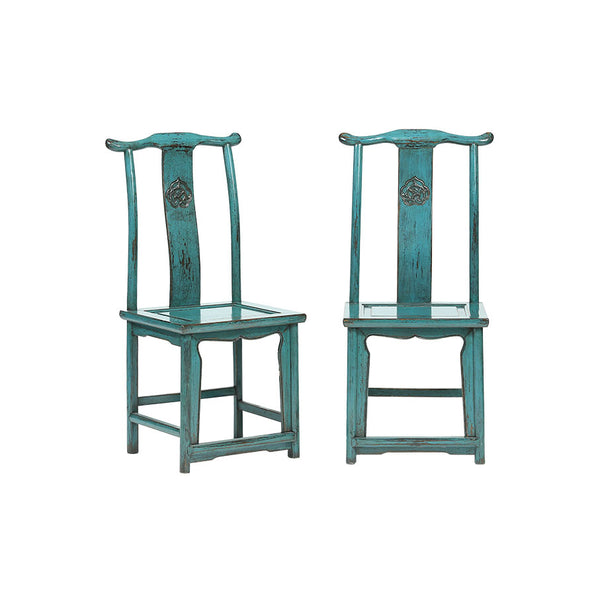 Arm Chairs Oriental Set of 2 Petrol