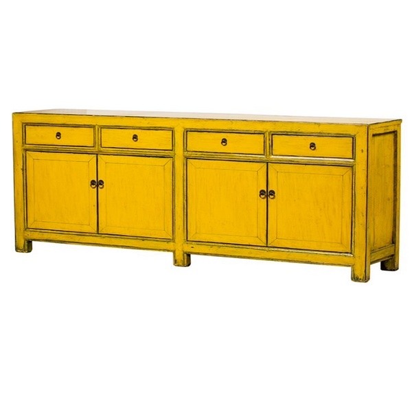 Sideboard Yellow 4 Doors 4 Drawers 205x42x90cm