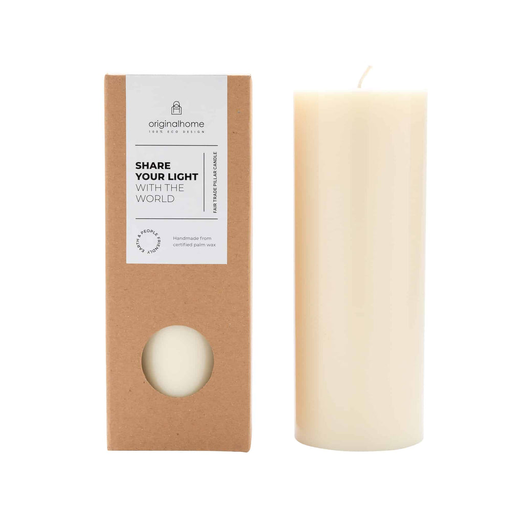 Candle Pillar Off White Cream 7.5x20cm