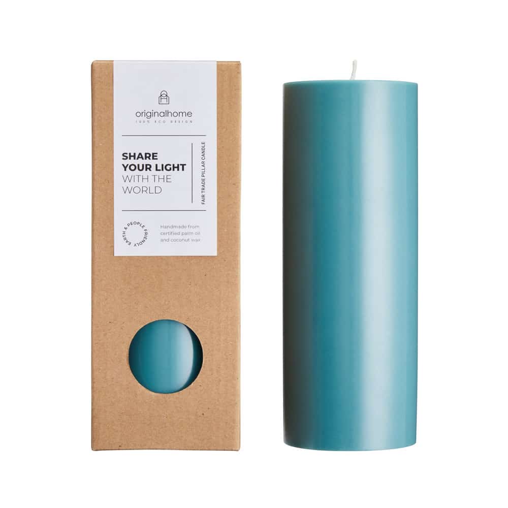 Candle Pillar Sea Green 7.5x20cm