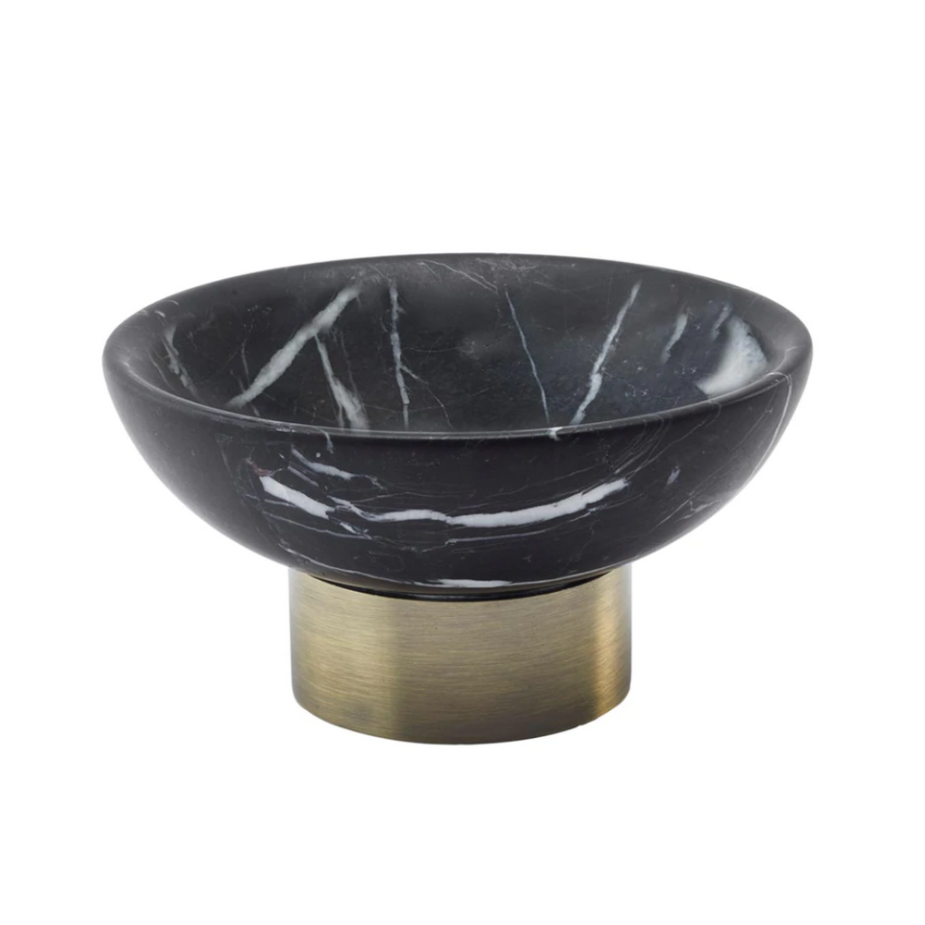 Soap Dish Nero Black Marble Bronze 12x6cm