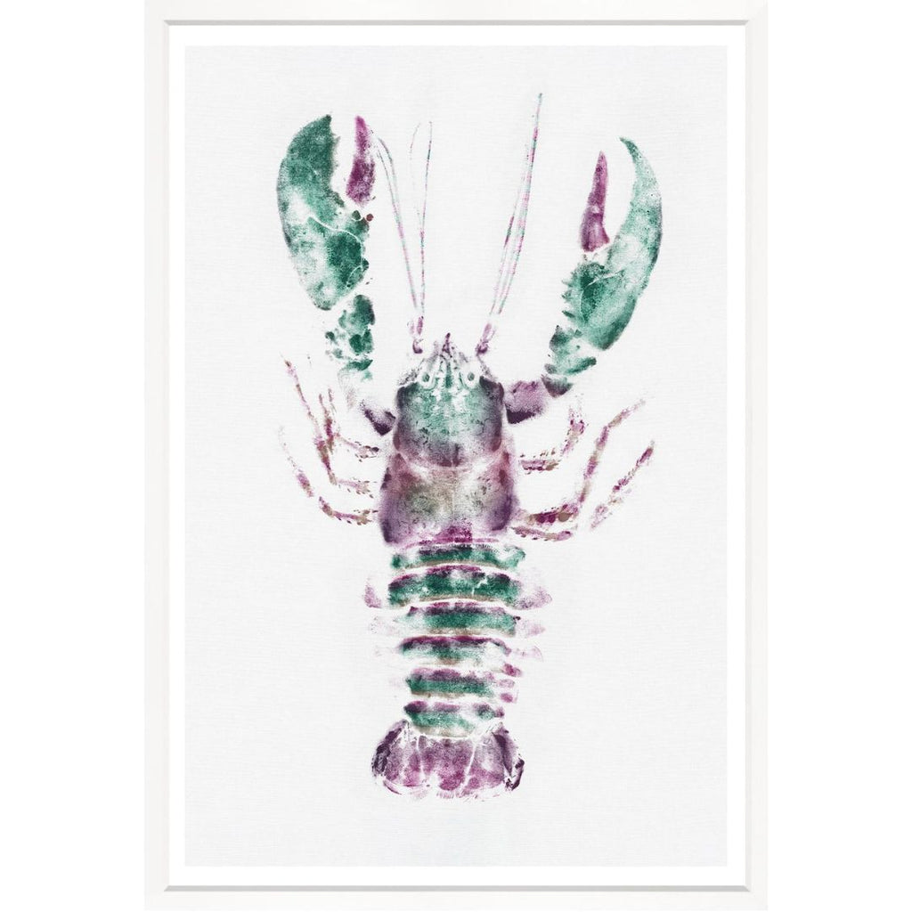 Art in White Frame "Coloured Lobsters" Image 1 Purple Green 86x125cm