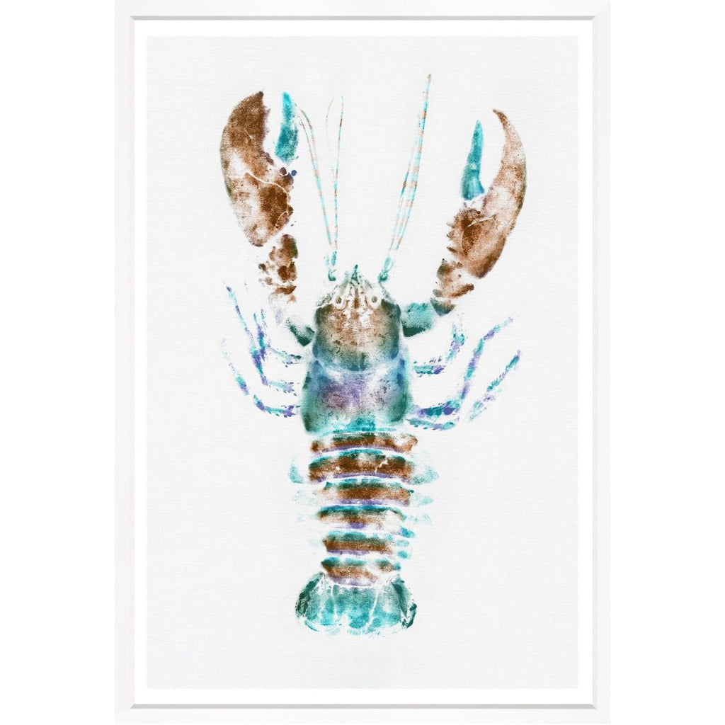Art in White Frame "Coloured Lobsters" Image 3 Brown Turquoise 86x125cm