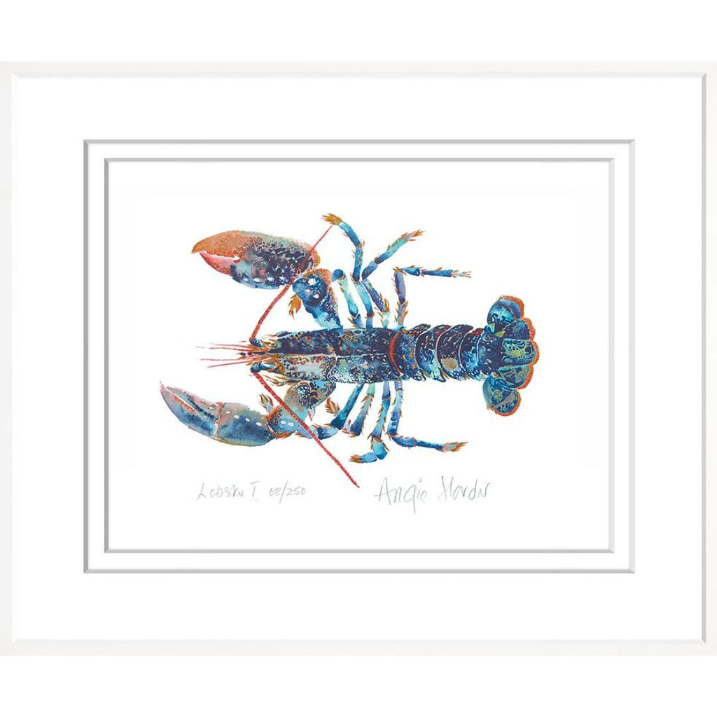 Art in White Frame "Lobsters I" Blue 47x58cm