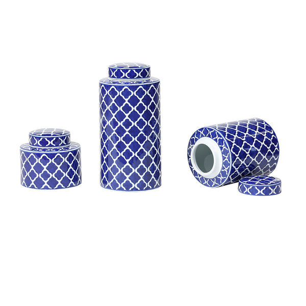 Pot Ceramic Blue Geometrical Big 22x22x40cm