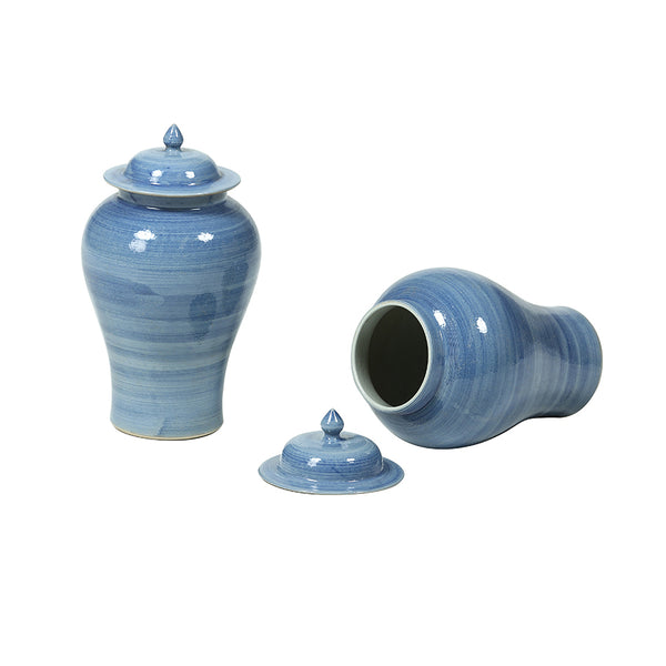Pot Temple Jar Ceramic Dark Blue 21x21x40cm