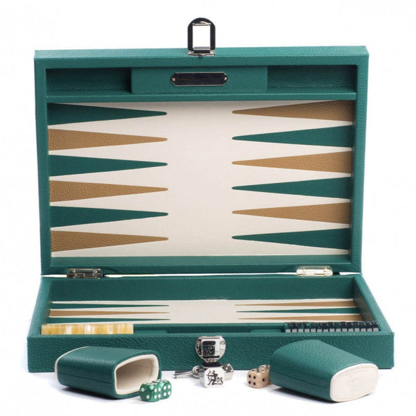 Luxury Handmade Backgammon Set - Medium- Buffalo Avocado Green 36x26cm