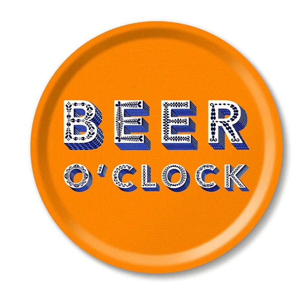 Tray Orange Beer O'clock Round 31cm