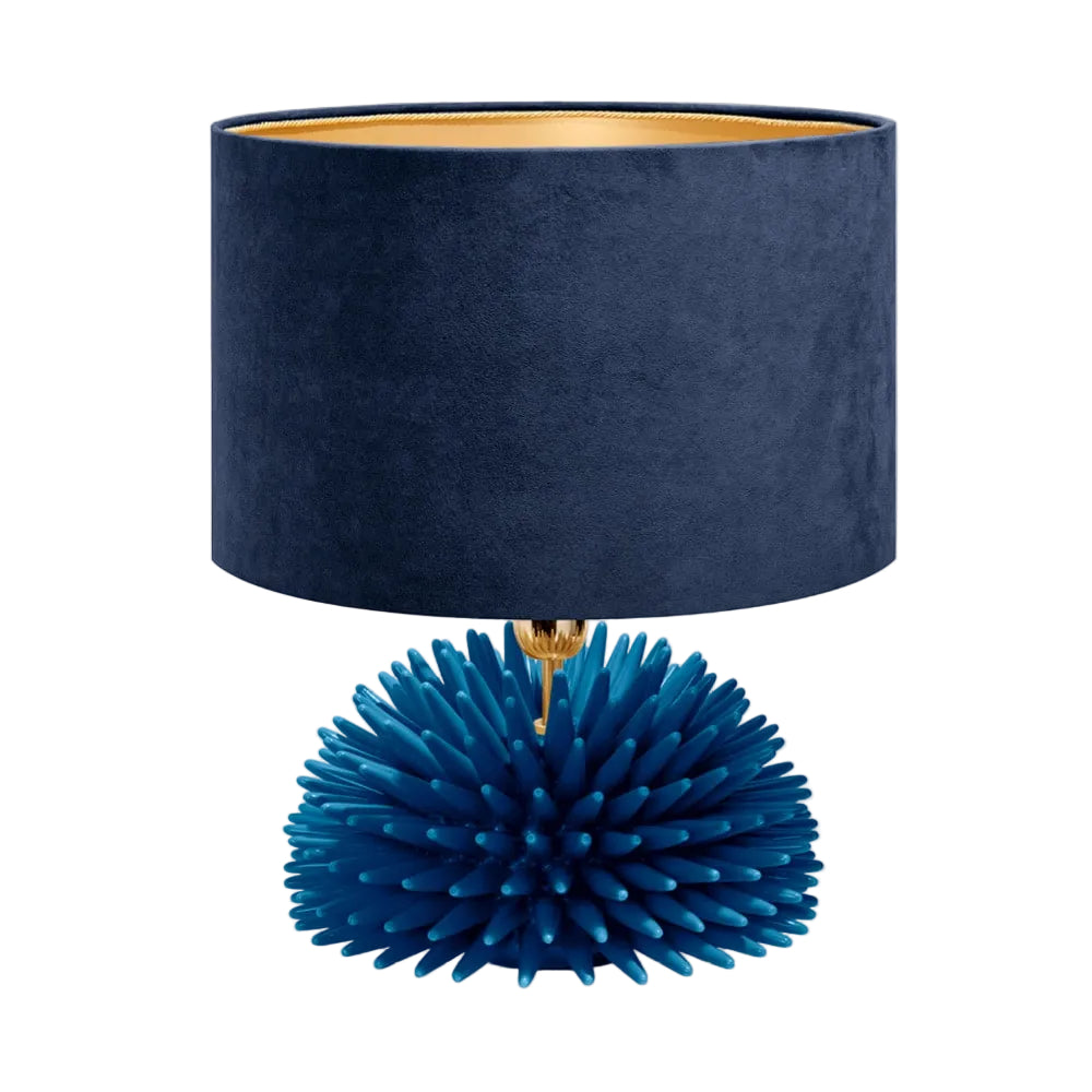 Lamp Urchin Ceramic Capri Blue 45X45X50 with Velvet Blue Shade