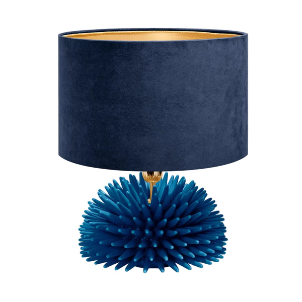 Lamp Urchin Ceramic Capri Blue 45X45X50 with Velvet Blue Shade
