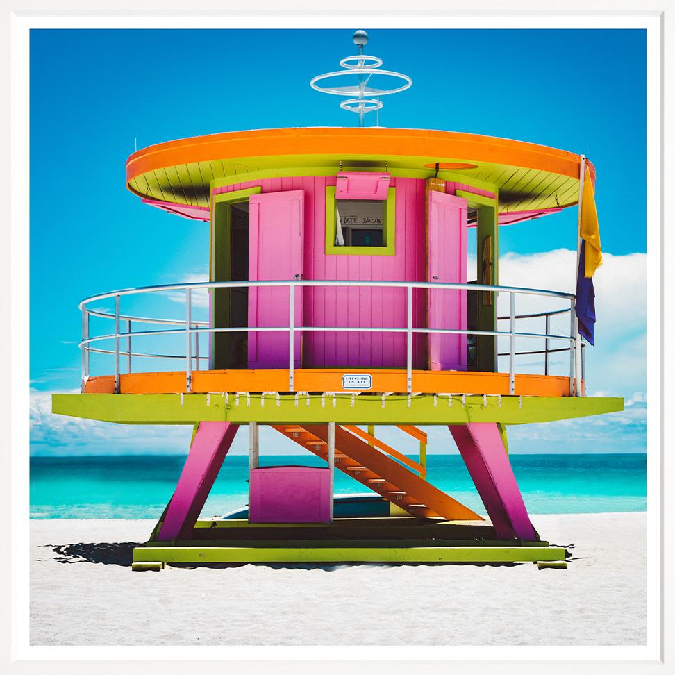 Art in White Frame "Miami Beach Lifeguard Tower III" 71x71cm