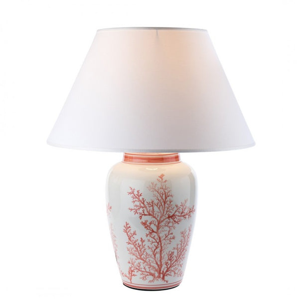 Lamp Coral Ceramic w/ White Shade 50x62cm