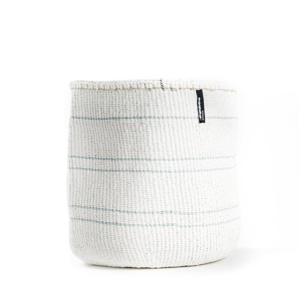 Basket White with 5 Blue Stripes Medium 35x40cm