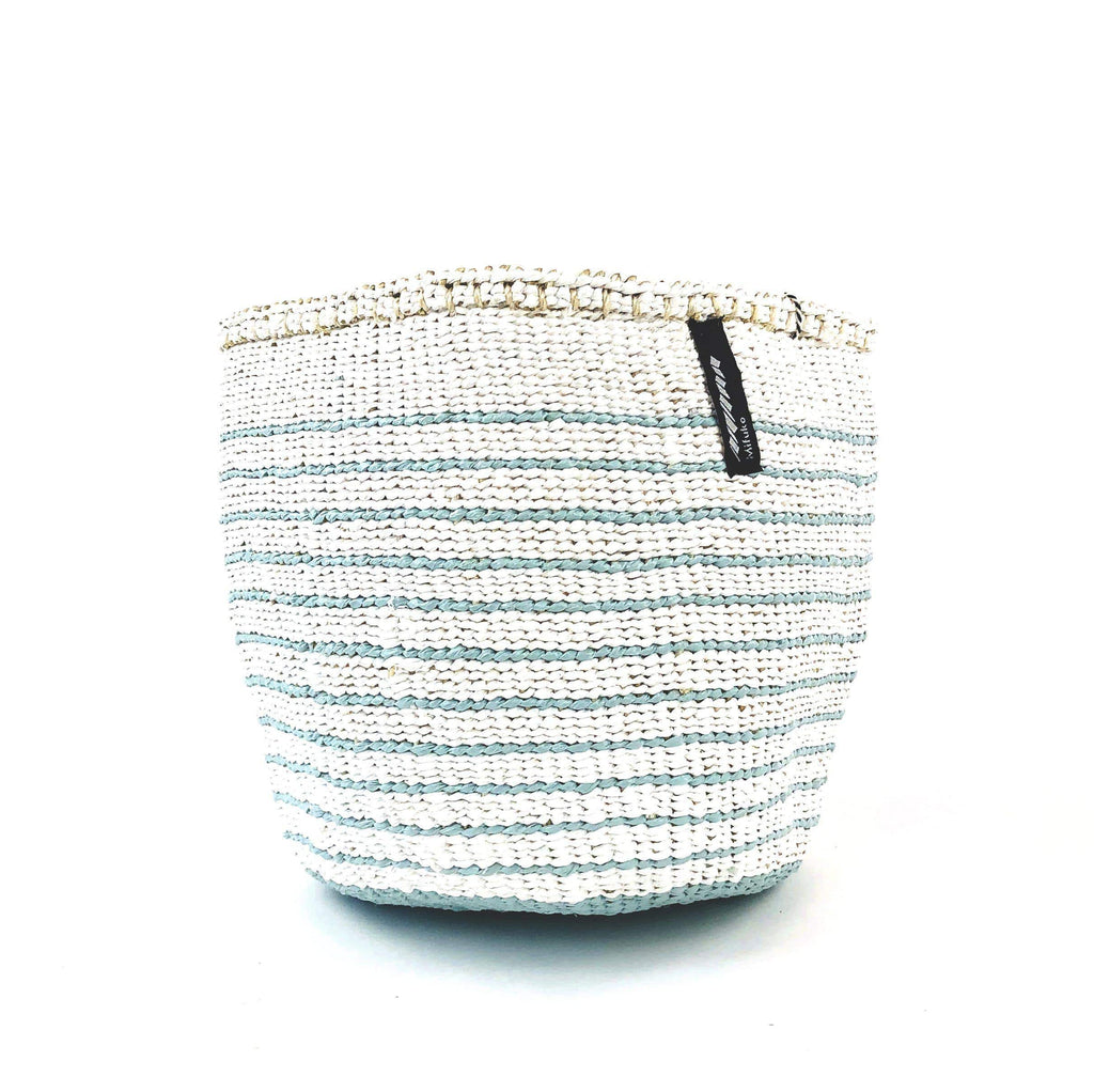 Basket White Thin Light Blue Multi-stripes Small 24x21cm
