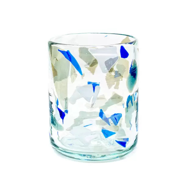 Glass Terrazzo Blue White Grey - Set of 2